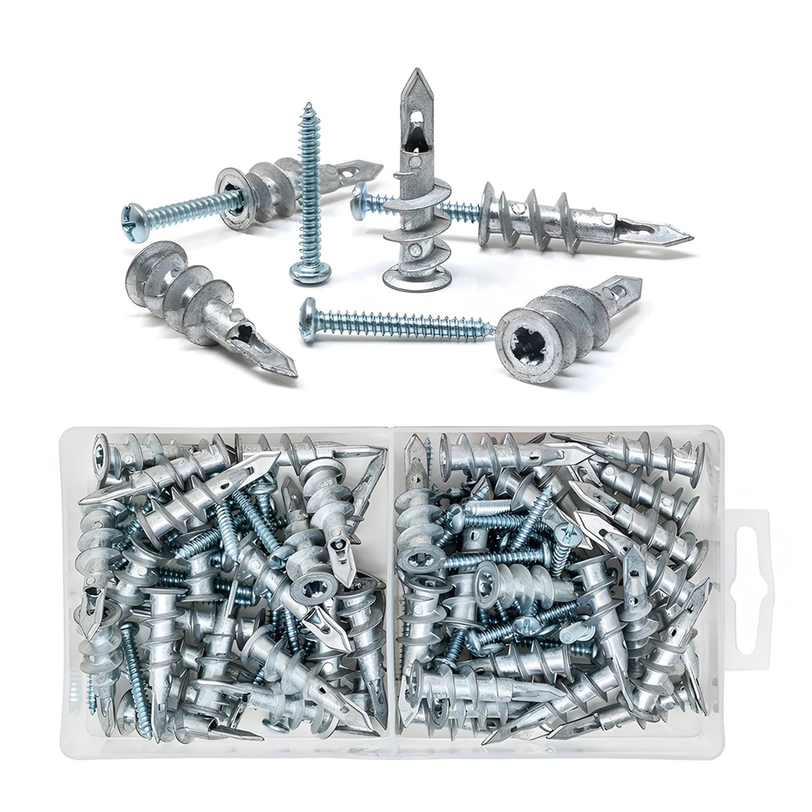 AYUWQZX Self Drilling Drywall Anchors with Screws Kit, Self-Drilling Drywall Anchor Screws Zinc Alloy