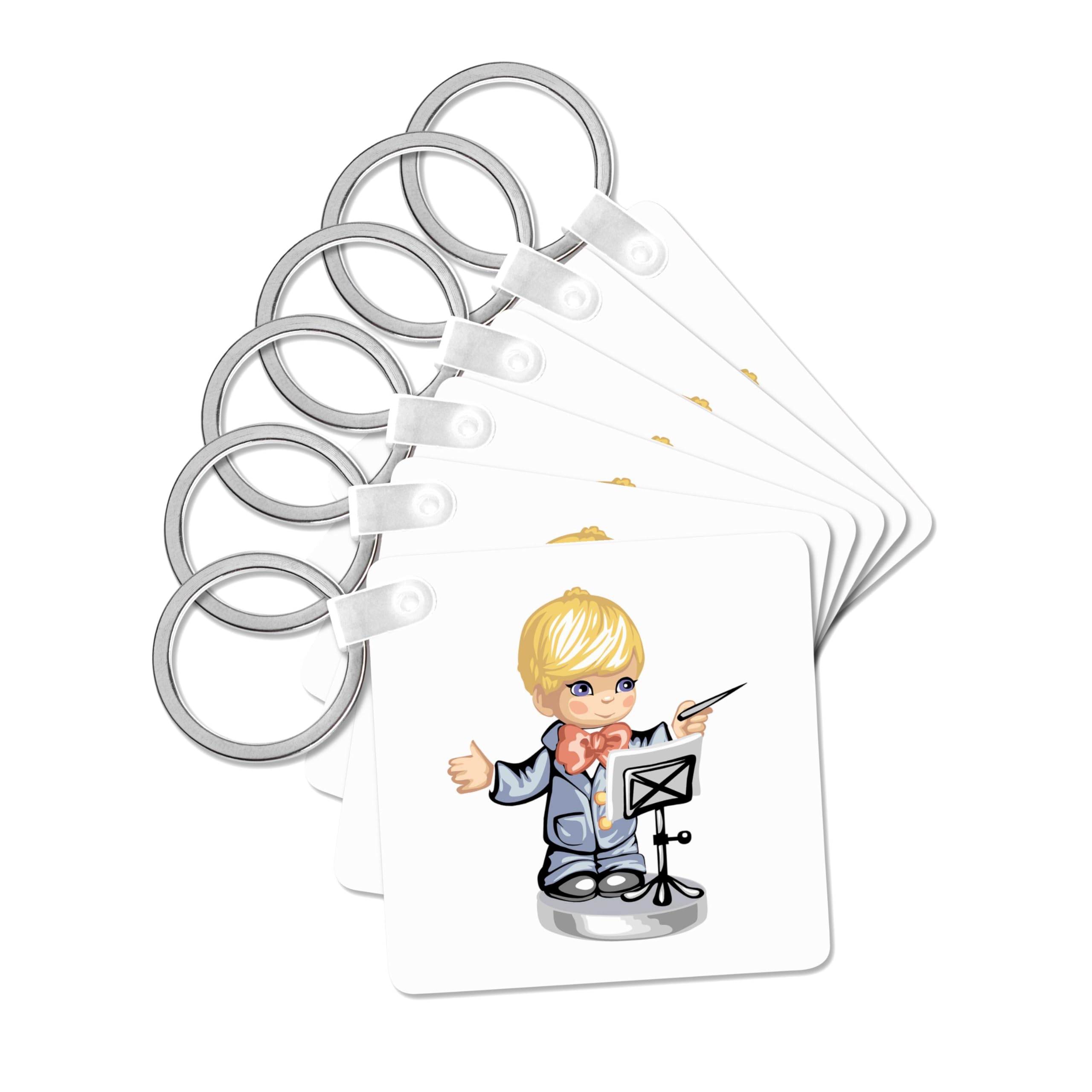 3dRose, conductor kid blue eyed, set of 6 Key Chains