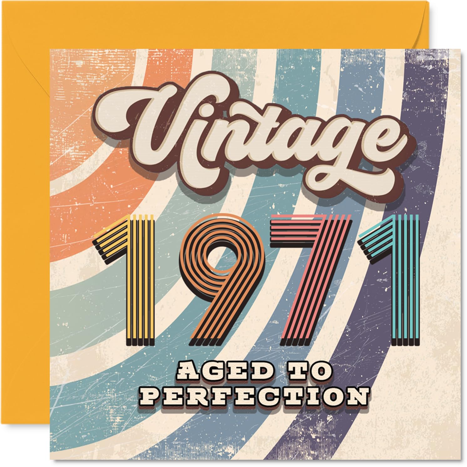 55th Birthday Card for Men Women - Vintage 1971 Aged To Perfection - Happy 55 Birthday Cards for Grandma Neighbour Brother Dad Nan Wife, 145mm Bday Greeting Cards