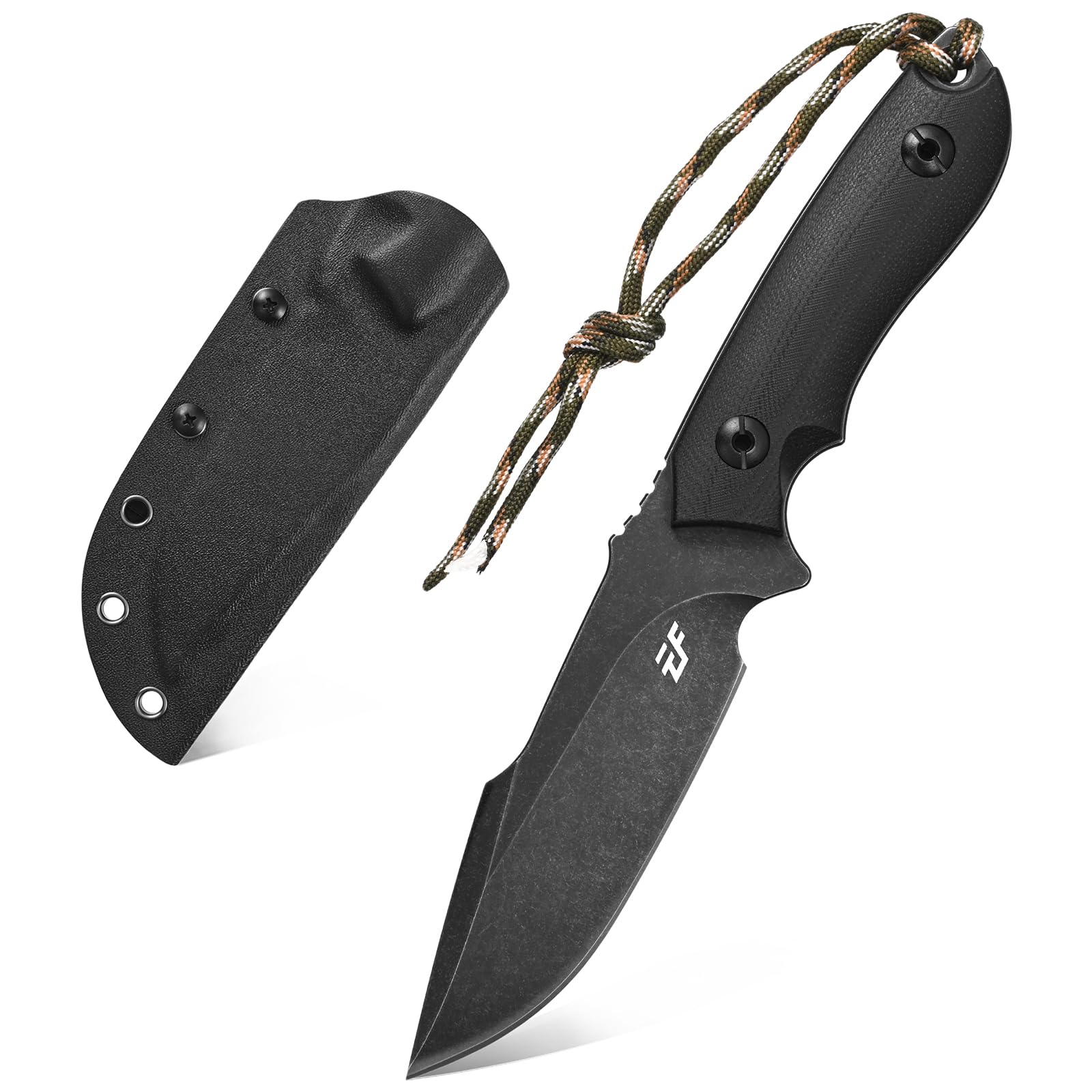 EF130 Fixed Blade Knife, DC53 Steel Blade,G10/Micarta Handle Full Tang EDC Fixed Knifes Straight Knife for Working Camping Hunting Field Adventure Survival