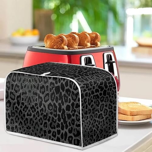 Miniatura 2 de Xoenoiee Cubiertas para horno tostador con patrón de leopardo negro, cubierta para tostadora de pan de 2 rebanadas, protector de utensilios para