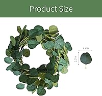 Vista 3 de RelatoHolife Paquete de 2 guirnaldas artificiales de eucalipto de 12 pies, guirnalda de boda con dólar plateado de seda y eucalipto, enredaderas