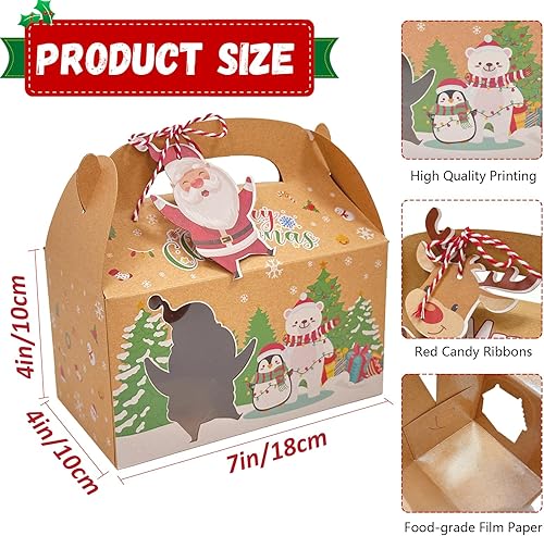 Miniatura 9 de OurWarm Paquete de 12 cajas de galletas de Navidad con ventana, cajas grandes de alimentos para panadería para regalos, pasteles, dulces, recuerdos