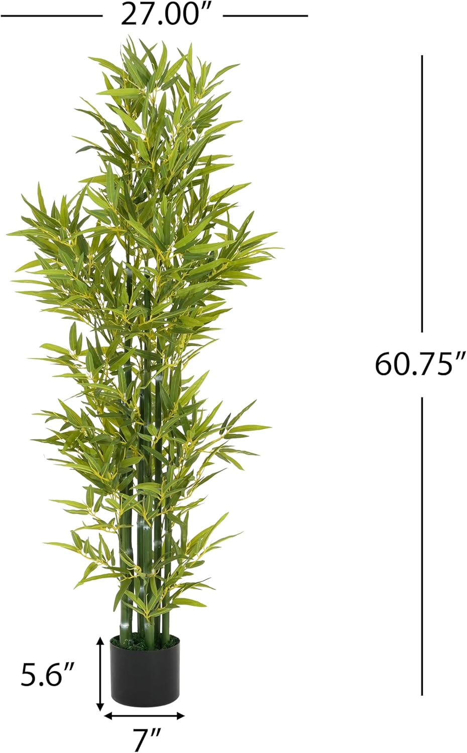 Christopher Knight Home Alene Set of 2 60.75''H Artificial Tree Indoor, Artificial Bamboo Tree with Nursery Pot, Faux Tree with Black Plastic Pot for Living Room, Artificial Plant for Home Decor,Green