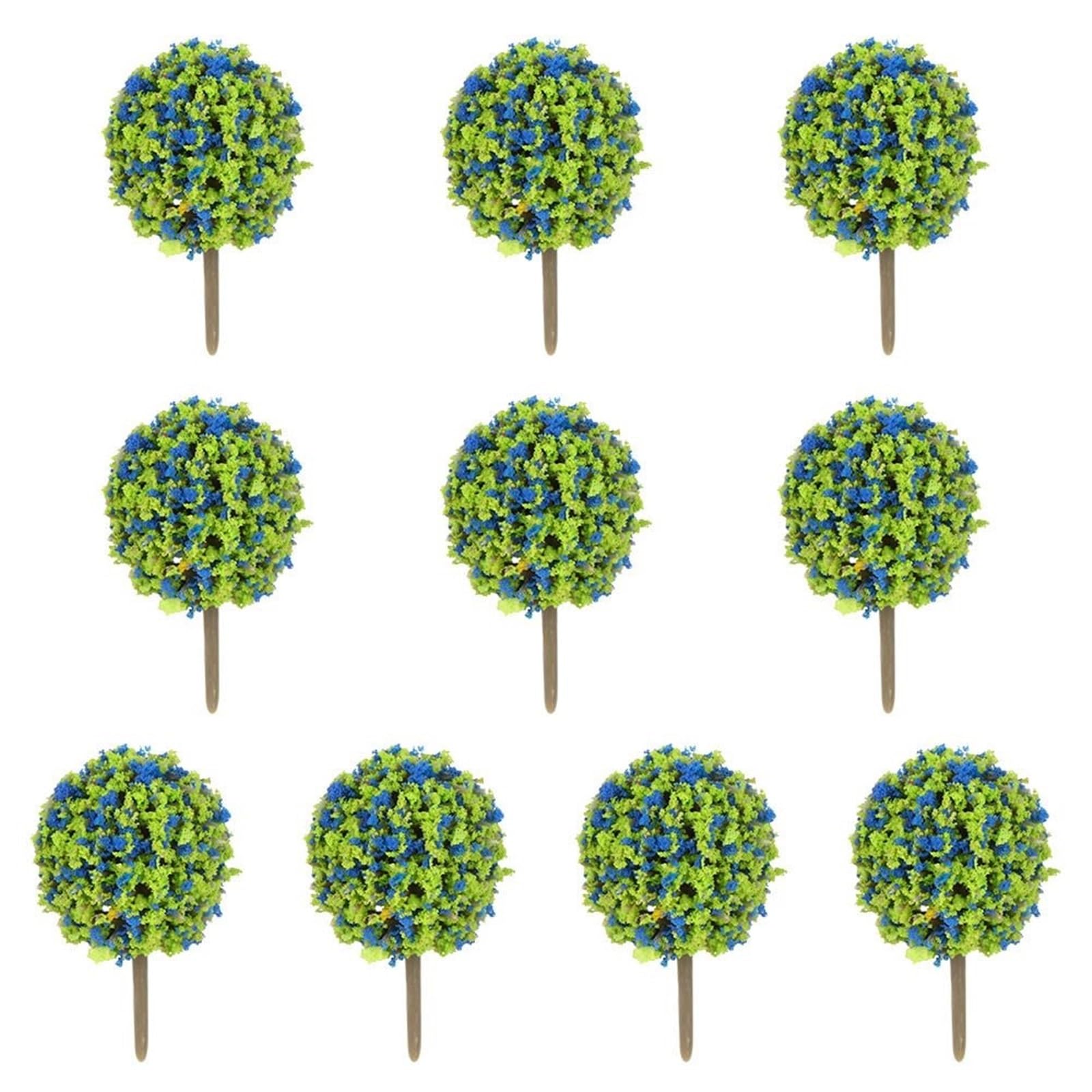 DUNSBY Model Trees 10pcs Plastic Artificial Miniature Flower Tree Scenery Railroad Decoration Building Landscape Model Accessories(Color 08)