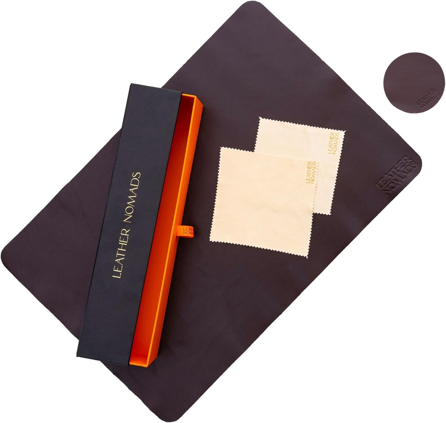 Leather Desk Pad by Leather Nomads - With Coaster And Lens Wipe, 23.5 Inch x 15.7 inch, Chocolate | Premium Quality Hand Made Leather Desk Mat | Functional Large Leather Mouse Pad | Work & Home Office : Office Products