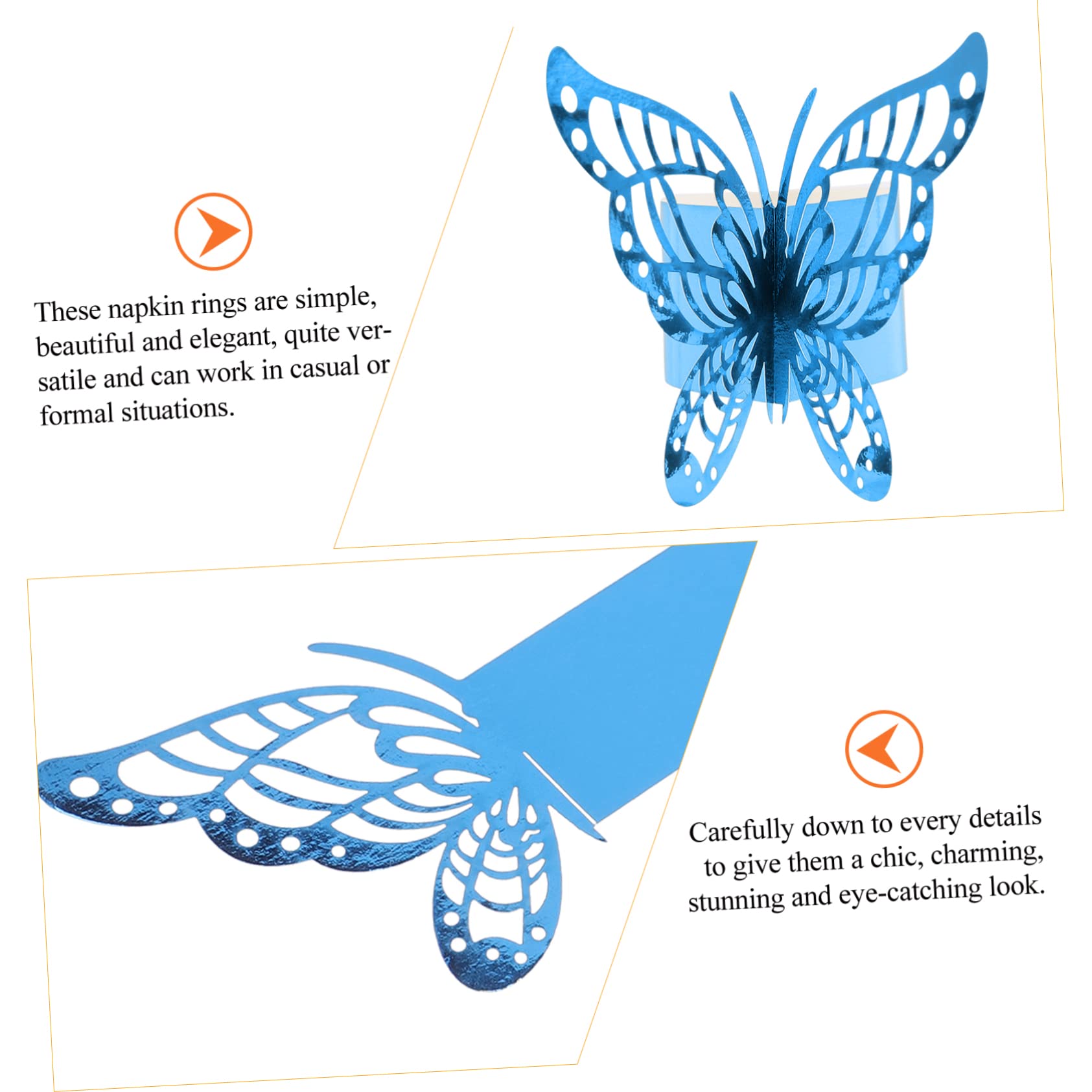 PRETYZOOM 150 STK Butterfly-Serviettenschnalle Dekoration Weihnachten türdeko Weihnachten weihnacjtsdeko dekoweihnachten Schmetterlinge Serviettenring Serviettenringe Perlenpapier Blue