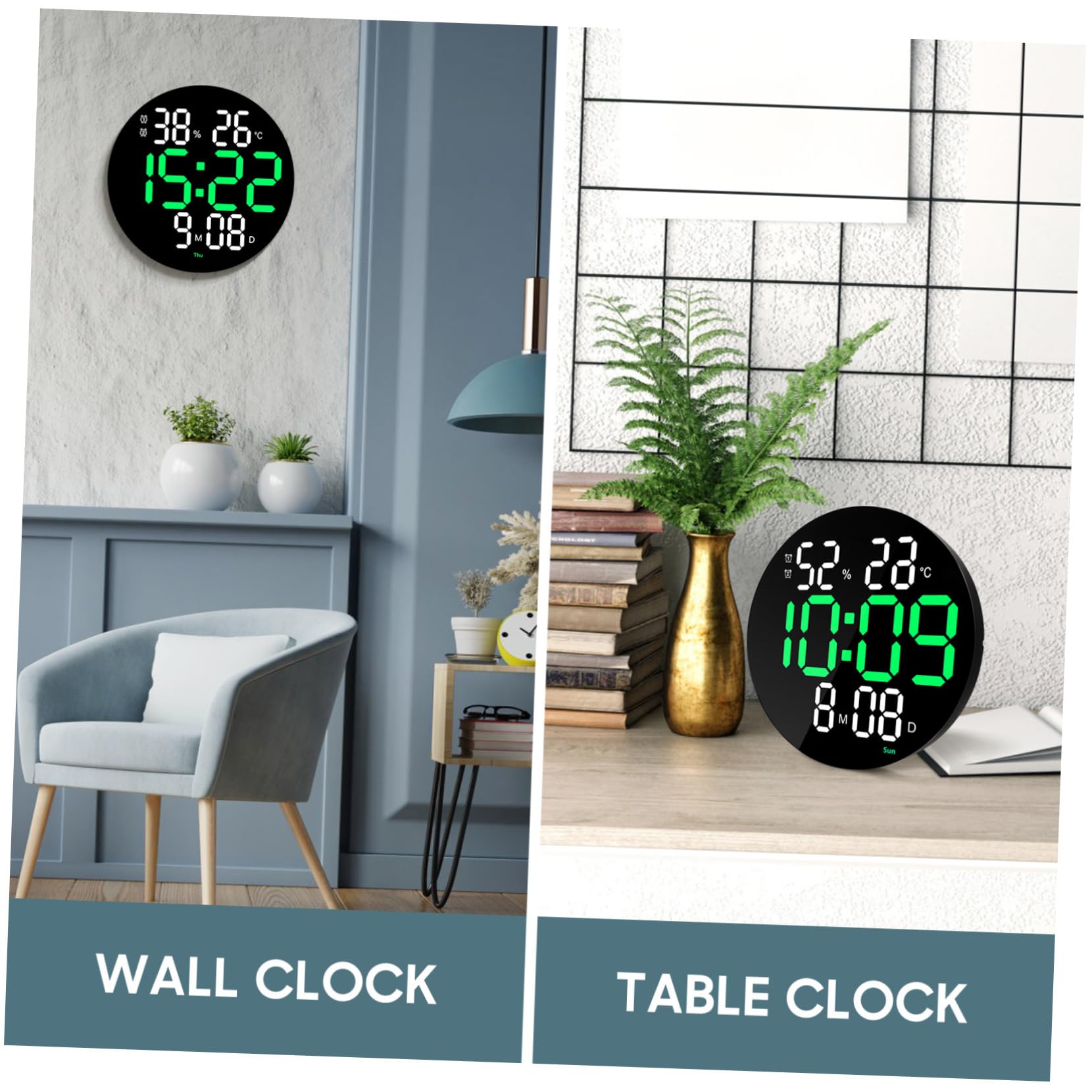 Gatuida LED Wanduhr mit Großem Display, Digitale Anzeige für Büro