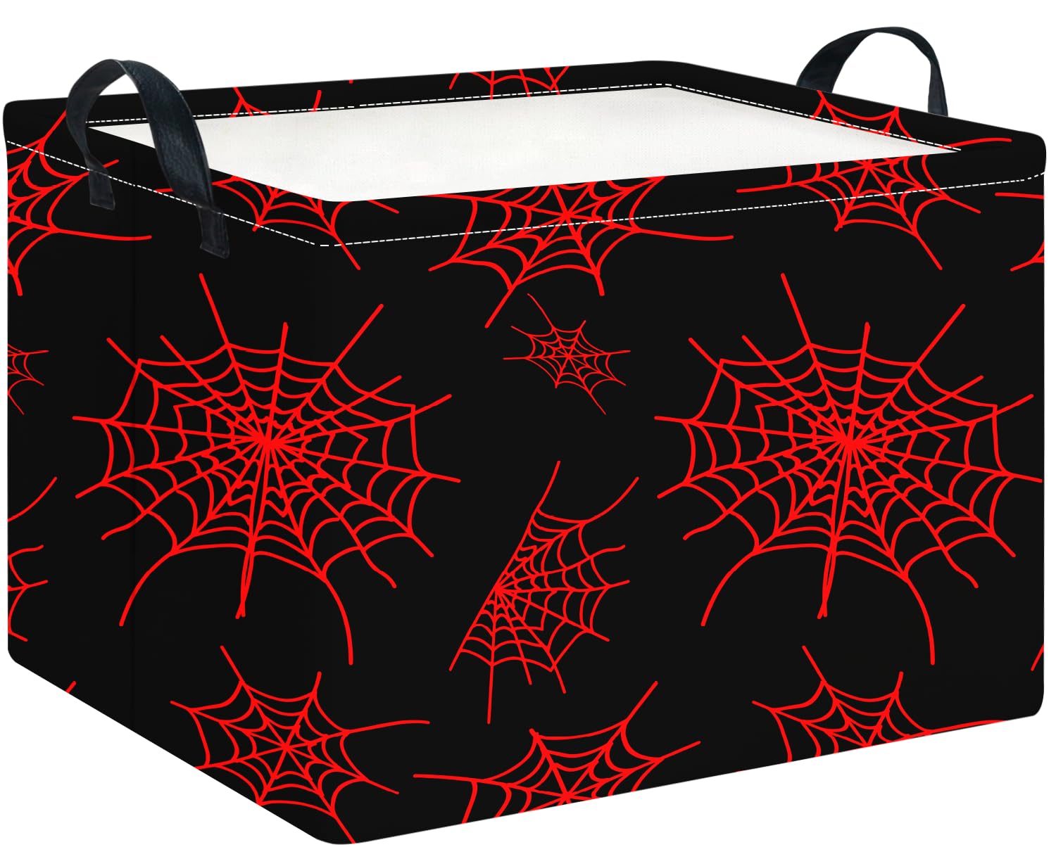 CLOCOR Rectangular Storage Basket Empty,Gift Basket,Waterproof Storage Bin with Handles,Room Decor(Red Spiderweb)