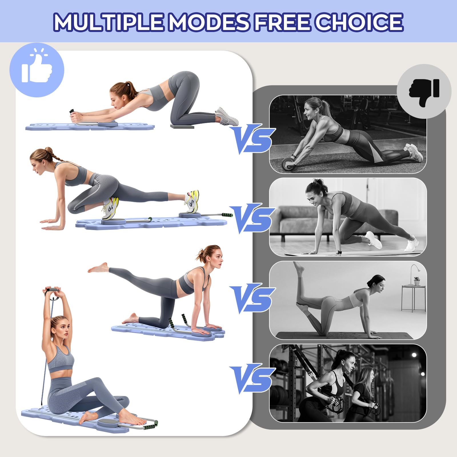 IMAYCC Faltbares Pilates-Board-Reformer-Maschinenset mit Bauchmuskelrolle, tragbares multifunktionales Pilates-Trainingsgerät für den ganzen Körper zu Hause mit verschiedenem Zubehör