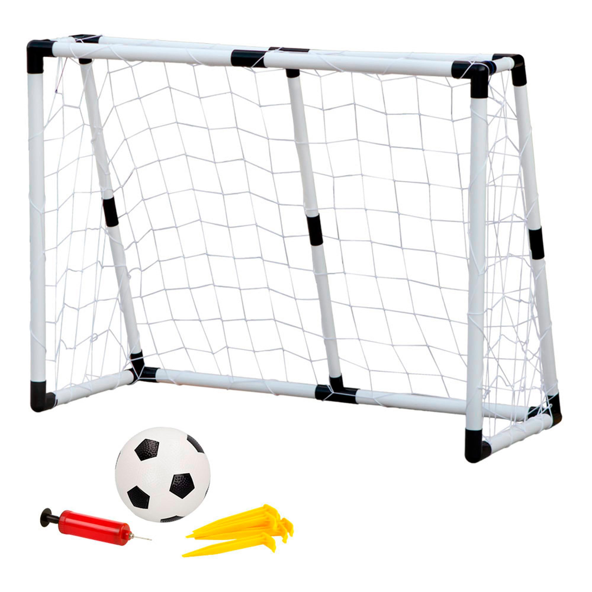 ColorBaby - Portería fútbol, Portería Plegable, con balón Ø10,​5 cm, hinchador, Portería fútbol niños jardín, 132x101x59 cm, 8 piquetas, Juegos de Exterior, 6 años, CB Toys (40387)
