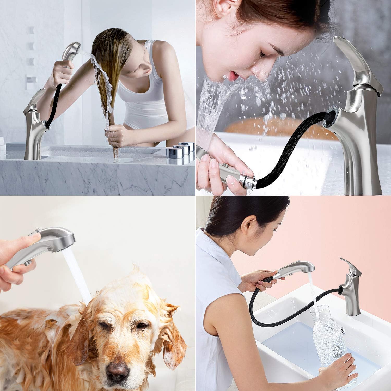 One-Day Sale: Up to 70% Off MIAOHUI Brushed Nickel Pull Out Bathroom Faucet, Single Hole Bathroom Sink Faucet with 3 Modes Pull Down Sprayer, One Handle Modern Vanity Faucet, Farmhouse Lavatory Faucet Exclusive Special MIAOHUI Brushed Nickel Pull Out Bathroom Faucet, Single Hole Bathroom Sink Faucet with 3 Modes Pull Down Sprayer, One Handle Modern Vanity Faucet, Farmhouse Lavatory Faucet