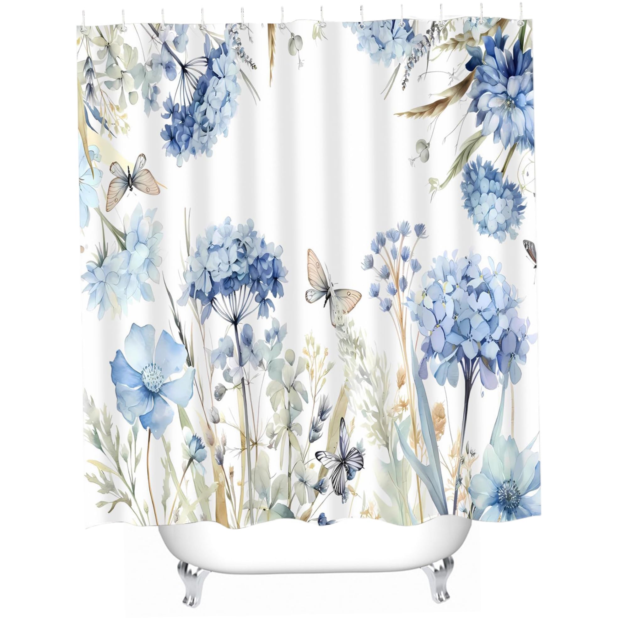 Rideau de douche floral et botanique 180x180 cm pour salle de bain