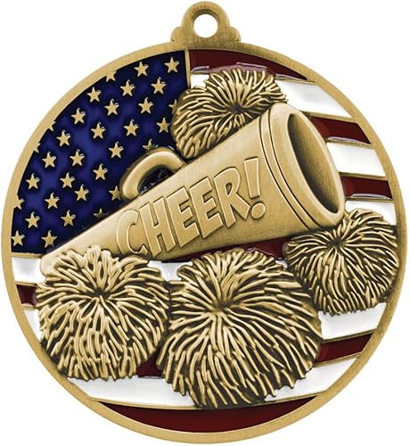 Miniatura 6 de Decade Awards Medalla grabada patriótica Cheer - Medalla de espíritu de 2.75 pulgadas de ancho con estrellas y rayas de la bandera estadounidense