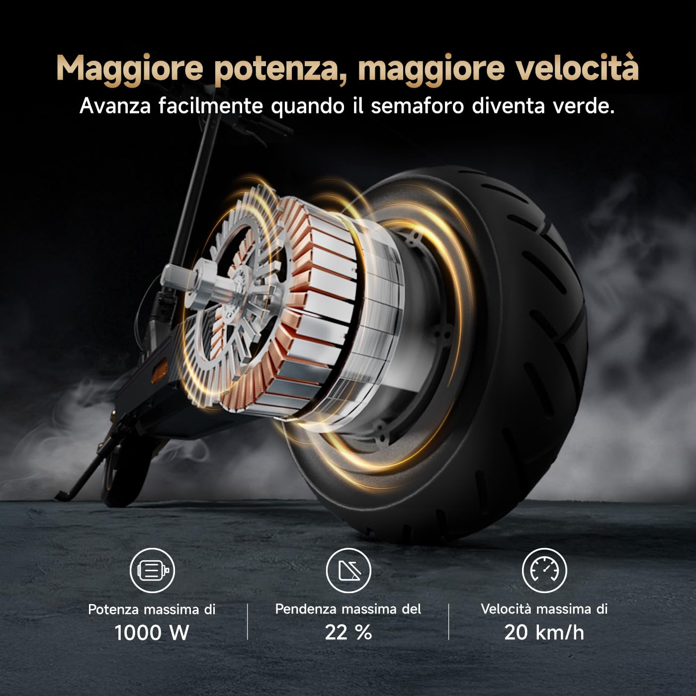 NAVEE Monopattino Elettrico Adulto G Series, Autonomia 75-50km, 10" Pneumatici tubeless, Sospensioni Quadruple, Blocco Bluetooth, TCS Anti-Scivolo, Pendenza 18-28%