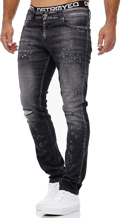 MERISH Jeans Uomo 5-Pocket Stile,StraightFit, Gamba a Tubo, Distrutto-Wash,  patchato, Contrasto Decorative Modello, Elaborazione Altamente Dettagliato  J2081 : Amazon.it: Abbigliamento