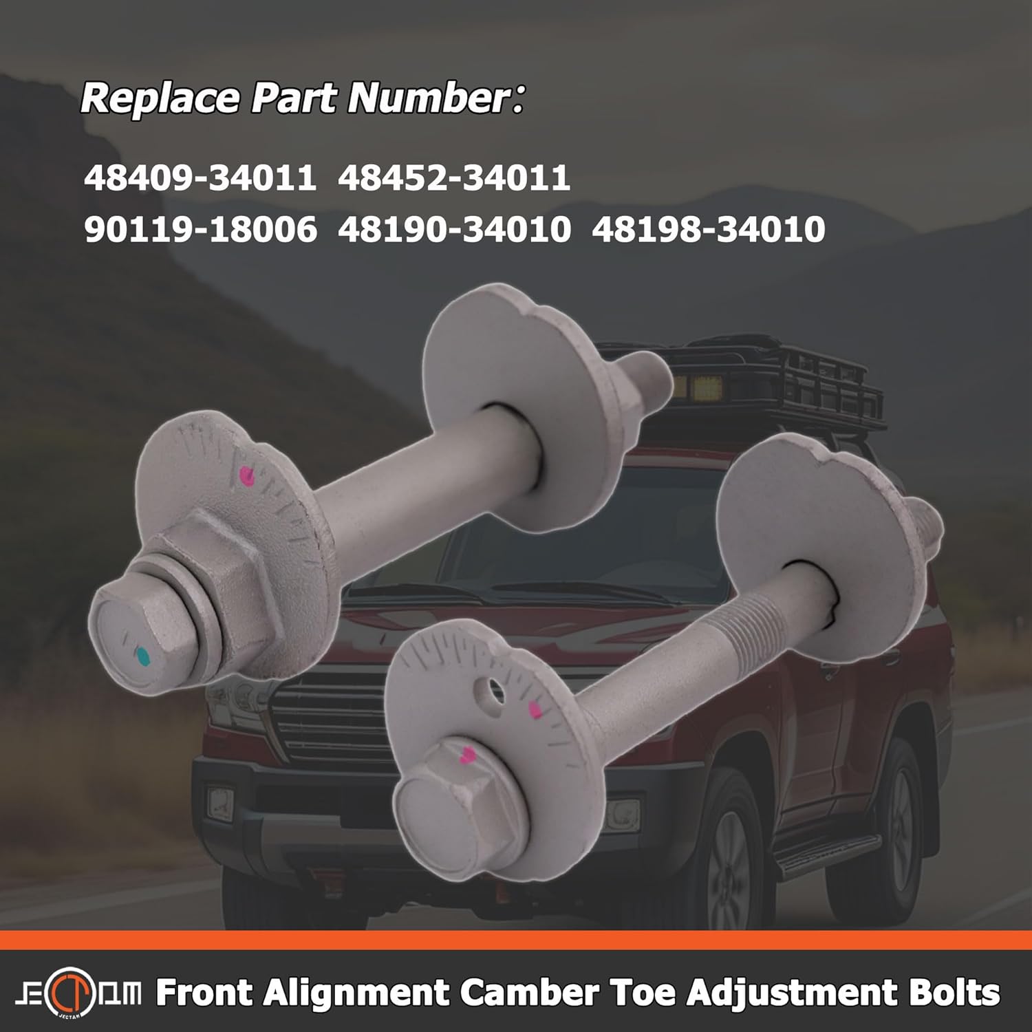 Lower Control Arm Cam Bolts Kit Replace for 48190-34010 48409-34011 48198-34010 Front Alignment Camber Toe Adjustment Cam Bolts Kit Compatible with Toyota Land Cruiser Sequoia Tundra LX570