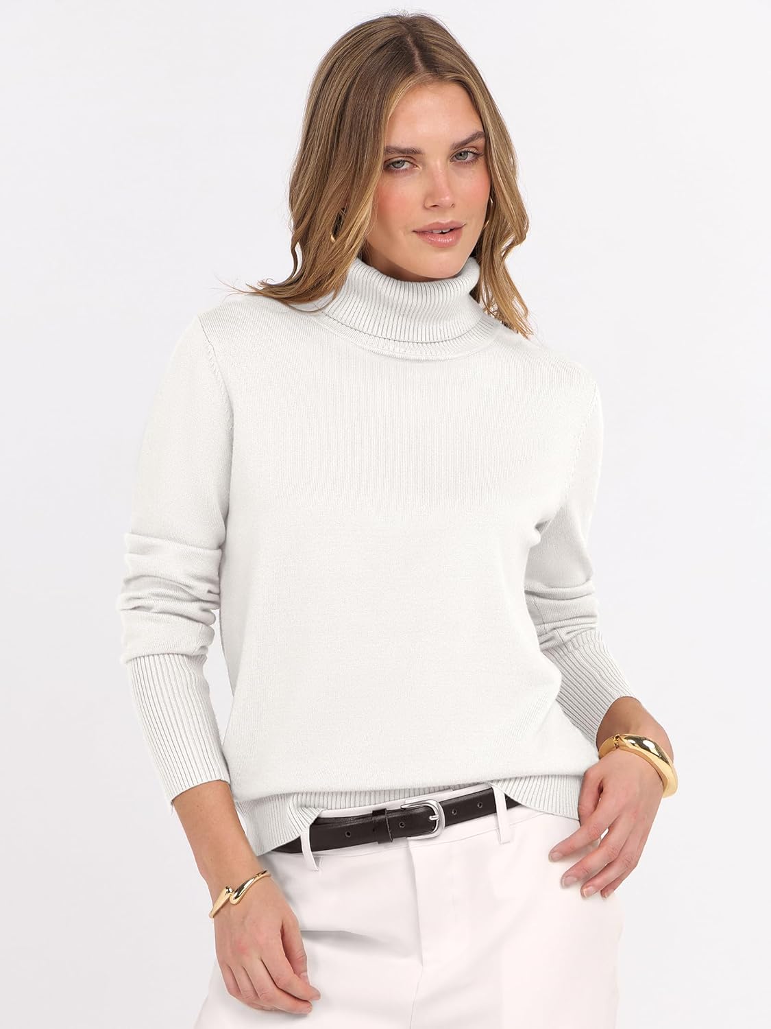 ANRABESS Turtleneck Sweaters for Women Long Sleeve Dressy Casual Soft Knitted Button Pullover Tops 2025 Fall Winter Clothes - Image 4