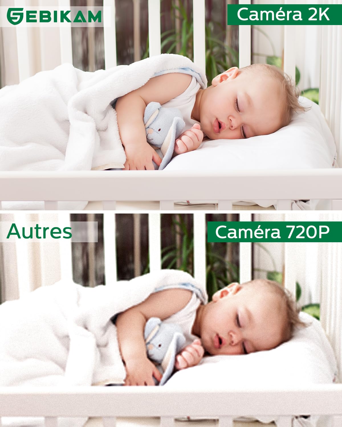 Babyphone Vidéo 5,5 Pouces 2K 3MP HD, FHSS & WiFi avec App | Batterie 4000mAh, Vision Nocturne, Audio Bidirectionnel, Mode VOX, Rotation 355°, Surveillance Température, Berceuses