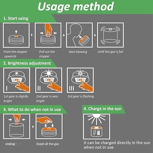 Miniatura 6 de Linterna solar inflable, 2 faroles solares impermeables con LED blancos, lámpara solar portátil plegable con asa para campamento, senderismo,