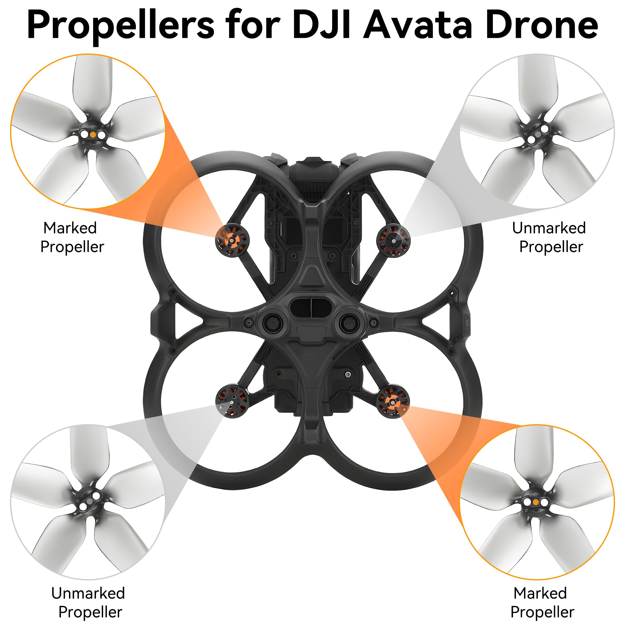 Eliche per DJI Avata sostituzione elica accessori a basso rumore per DJI Avata Drone accessori esclusivi viti e cacciaviti 8 pezzi Grigio