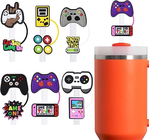 Miniatura 7 de 6 tapas de paja con diseño de flores para copa Stanley, cubierta de popote de mariposa de 0.394 in, a prueba de polvo, tapas reutilizables para