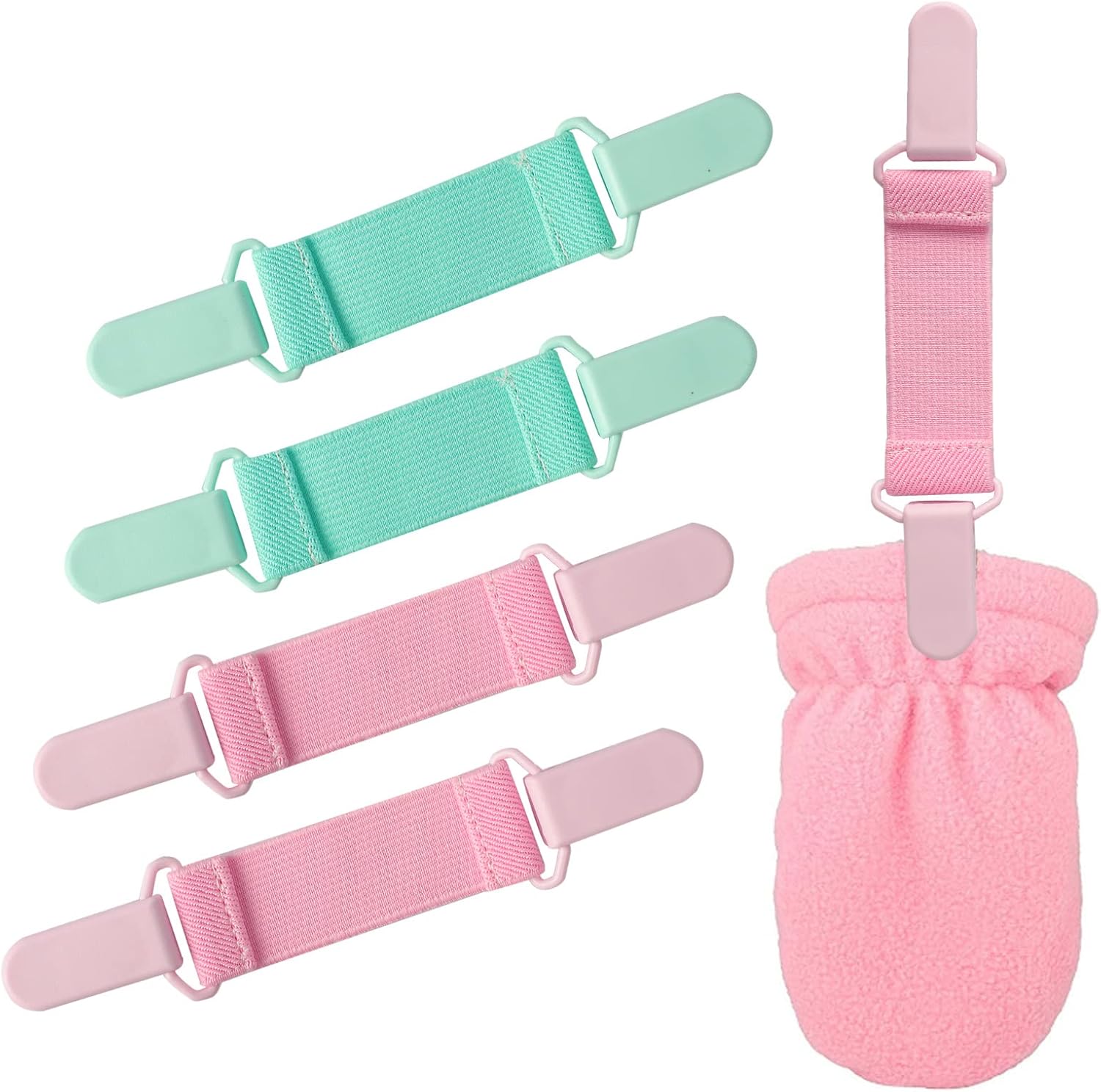 4 Pieces Anti Lost Mitten Clips for Boys Girls, Winter Hat Glove Clips