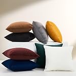 Solid Color Velvet Throw Pillow with Insert Included (Gray, 18"x18"), Decorative Pillow for Sofa, Couch, Bed, Chair Cushion