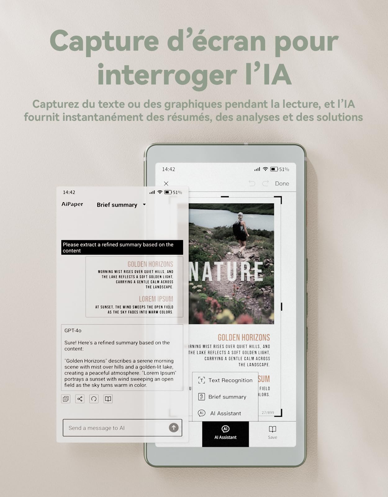 VIWOODS 6,13’’ AiPaper Reader C avec écran Couleur, liseuse E Ink avec lumière Chaude et Froide réglable, Ultra-Fin et léger, intégré à l'IA, 128 Go de Stockage