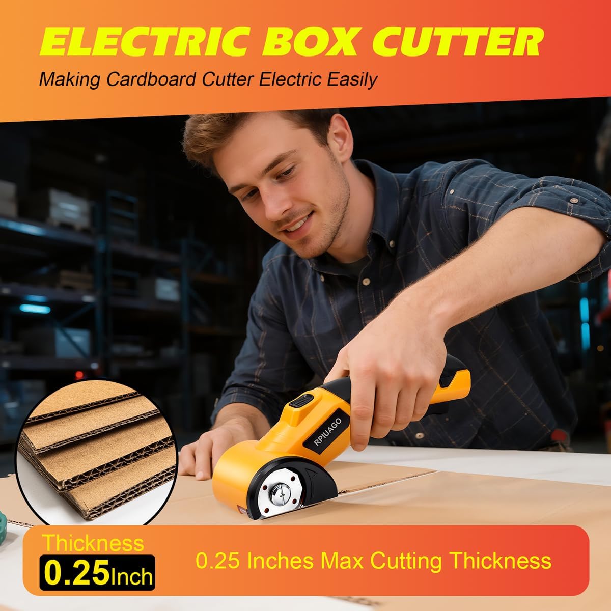 Cordless Electric Scissors, 3000mAh Battery Electric Cardboard Cutter | High-Torque Motor, 2 SK5 Blades, LED Light, Electric Box Cutter for Cardboard, Plastic, Leather, Carpet & DIY Projects