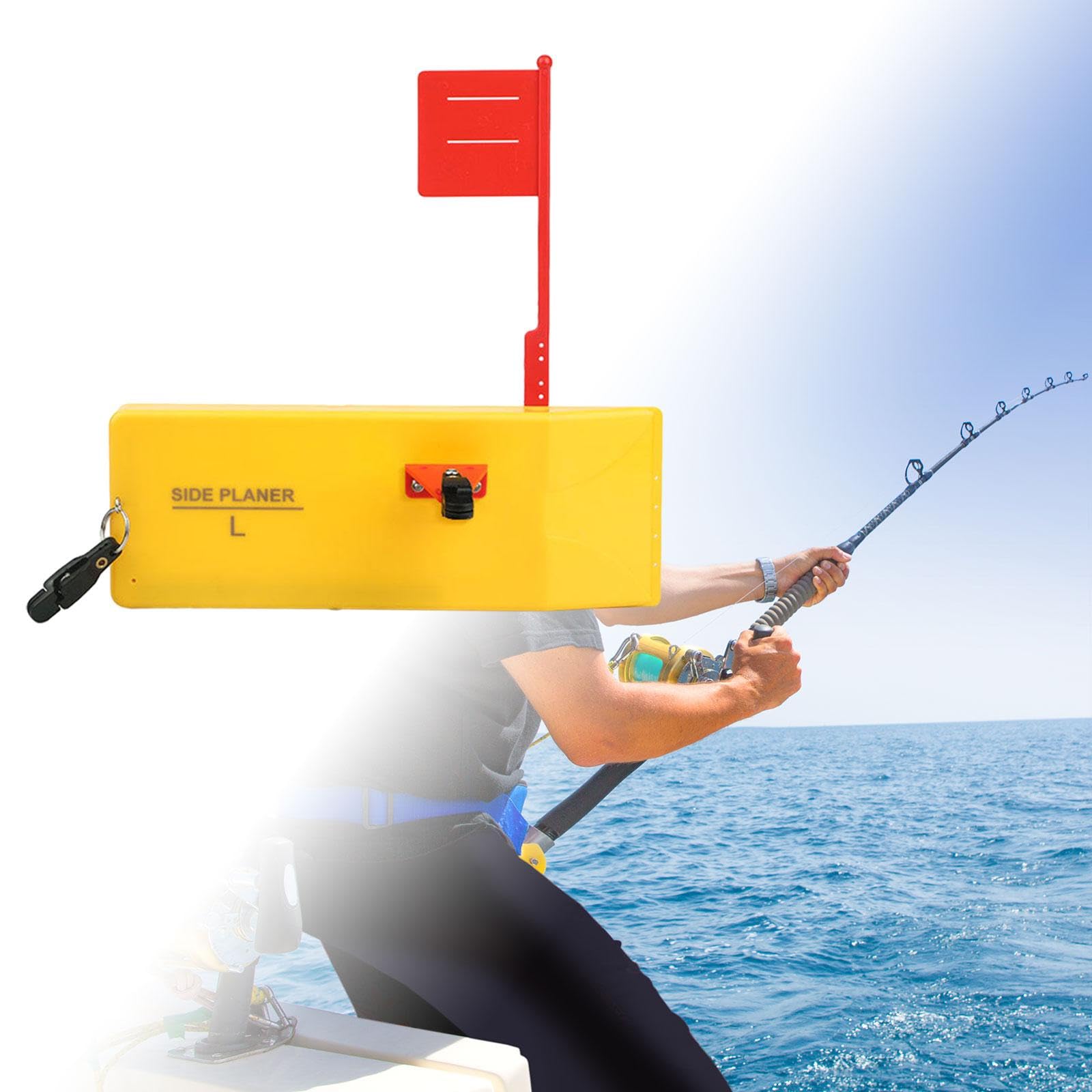 Yiju Fishing Planer Board Snap Release Clip with Spring Flag System Boat Fishing Gadget Adjustable Sliding Weight Side Planer, Left