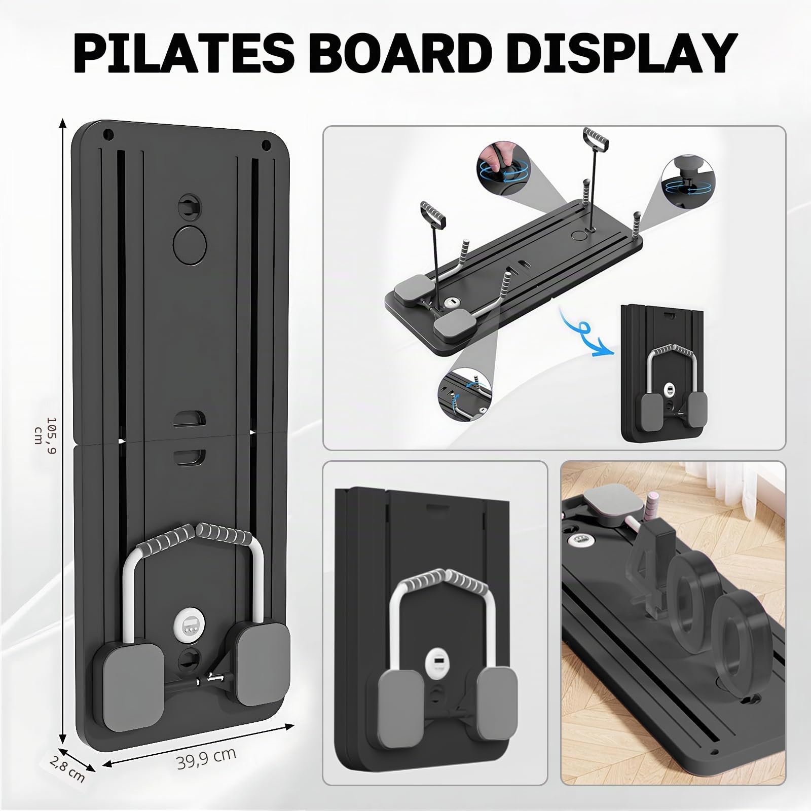 VHV Pilates Reformar Compacto, 5 en 1 Pilates Plegable,La rueda abdominal push-up rebota automáticamente temporizador, Ab Roller Fitness Material para el hogar y el gimnasio