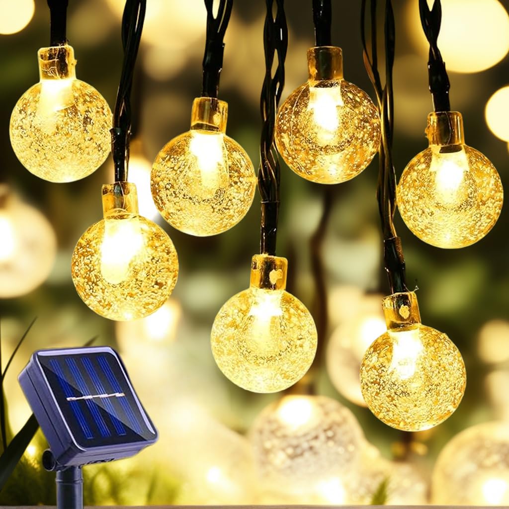 Hqynss Solar Fairy Lights Outdoor, 72ft/22m 100 LED Warm White, 8 Modes