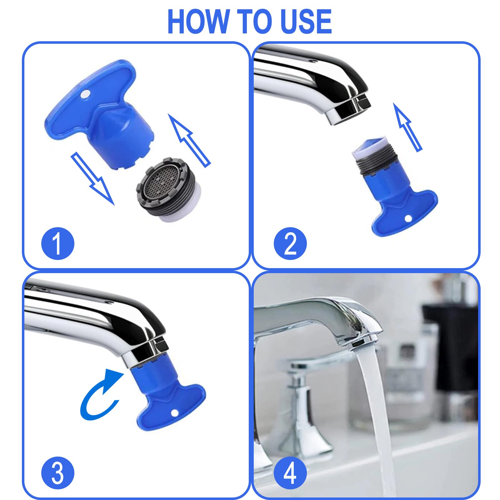 10 Pieces Aerator Faucet Key for M16.5/M18.5/M21.5/M22/M24, Aerators for Faucets Flow Regulator Aerator - Image 3