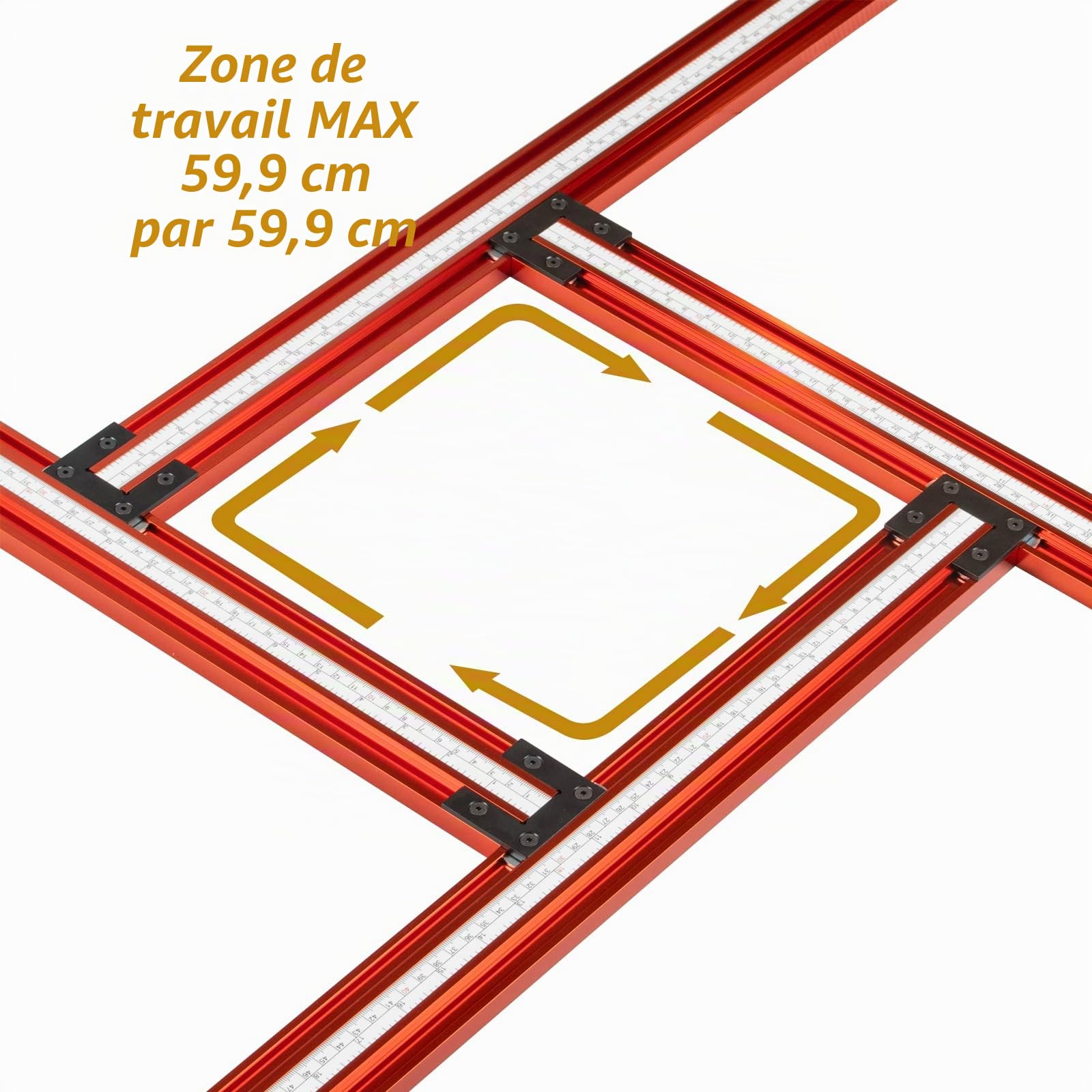 O'SKOOL Guide de défonceuse carré réglable – Gabarit de défonceuse variable de 60 x 60 cm pour découpe de jus de précision dans les planches à découper et les plateaux de service