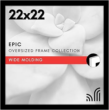 Americanflat 22x22 Picture Frame with Polished Plexiglass - Epic Collection - Square Picture Frame with Engineered Wood - Wide Photo Frames for Wall display - Black