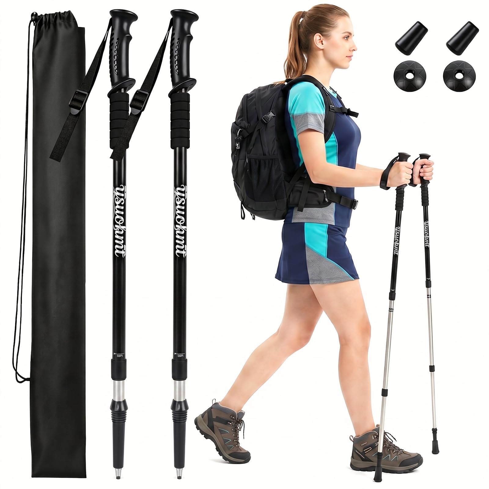 Hiking Trekking Poles, 2 Sticks with Anti-Shock and Quick Lock System， Ultralight, Telesc…