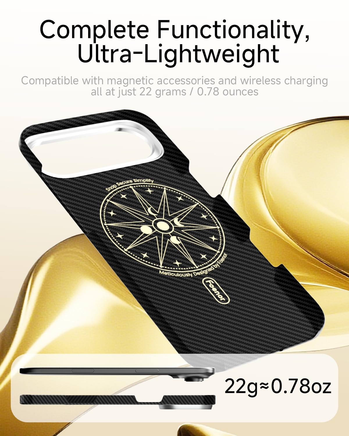 Coque en fibre d'aramide pour iPhone 17 Air, compatible avec MagSafe, [Ultra mince et légère] pour iPhone 17 Air, fibre d'aramide Kevlar 600D avec sensation ultra fine sans coque, couleur