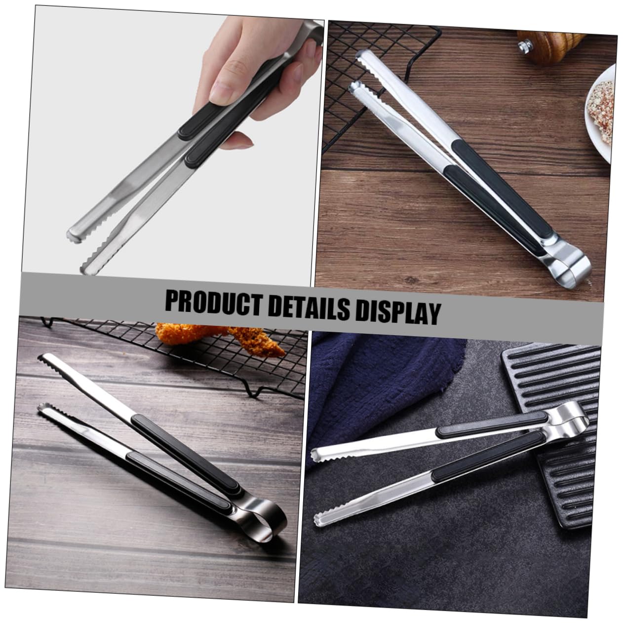 Toyvian 5 Series Pinzas Para Parrilla Ranurado Cocinando Reutilizable De Múltiples Fines Parilla Carne Torneado Fiesta Tenazas Pinzas De Barbacoa Acero Inoxidable 430 4 Piezas X 5