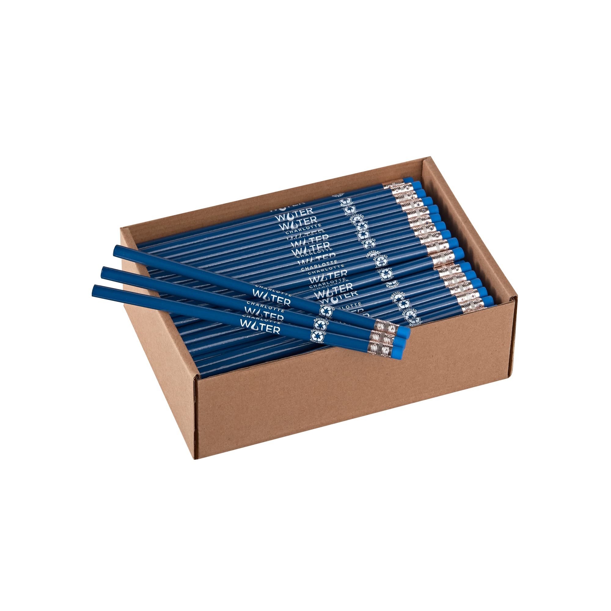 Pencil Guy Promotional Personalized Imprinted Pencils made from recycled newspaper and cardboard - 500 per box blue