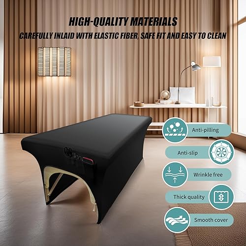 Miniatura 6 de Lufyzora Funda de cama de pestañas de piel sintética lavable para mesa de masaje, impermeable y reutilizable, funda de cama de spa, sin olor y de