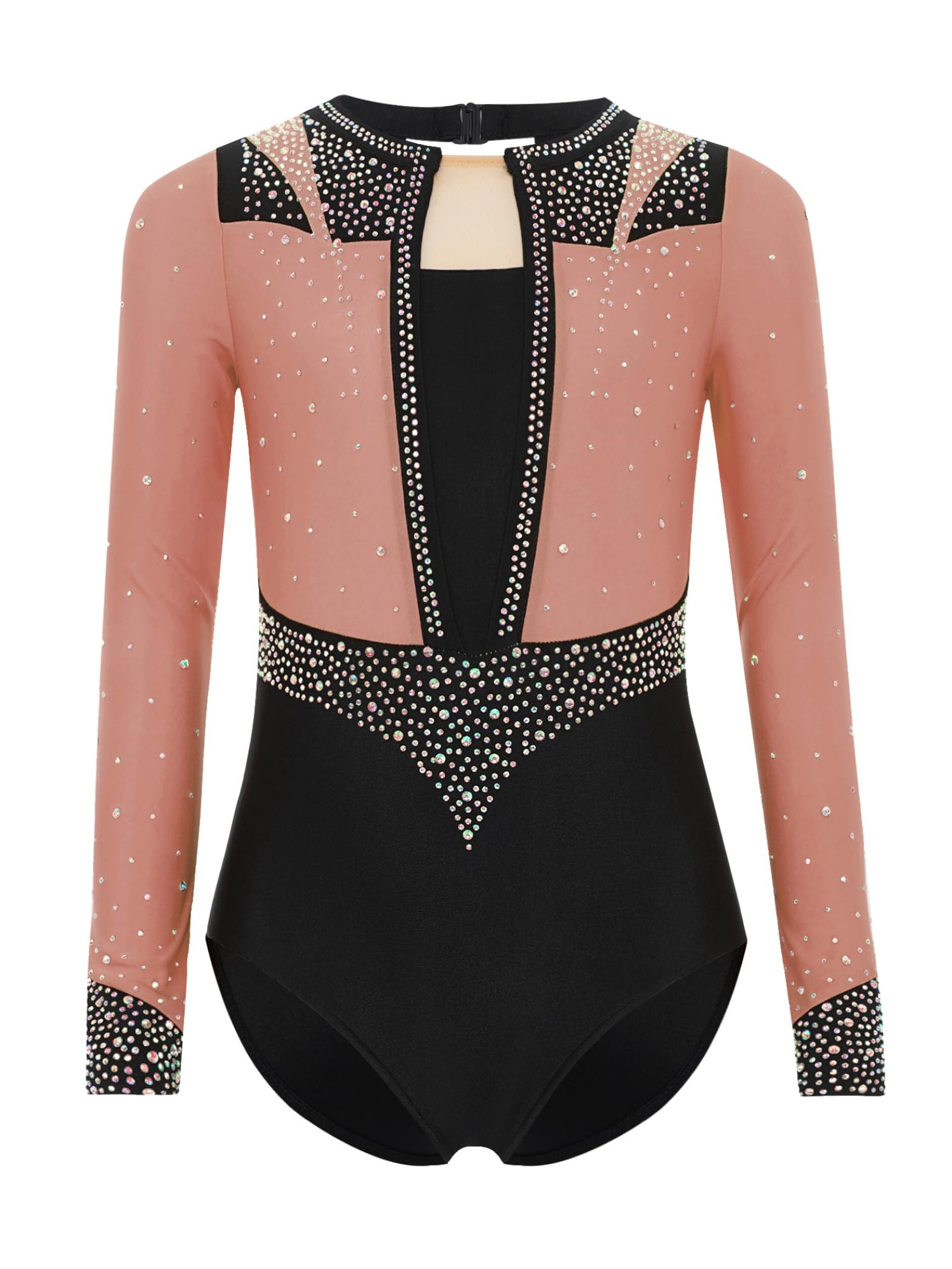 3Pcs Mädchen Turnanzug Glitzer Gymnastikanzug Langarm Ballettanzug Gymnastik Leotard + Sport BH Tops + Hose Wettbewerb Tanzkostüm