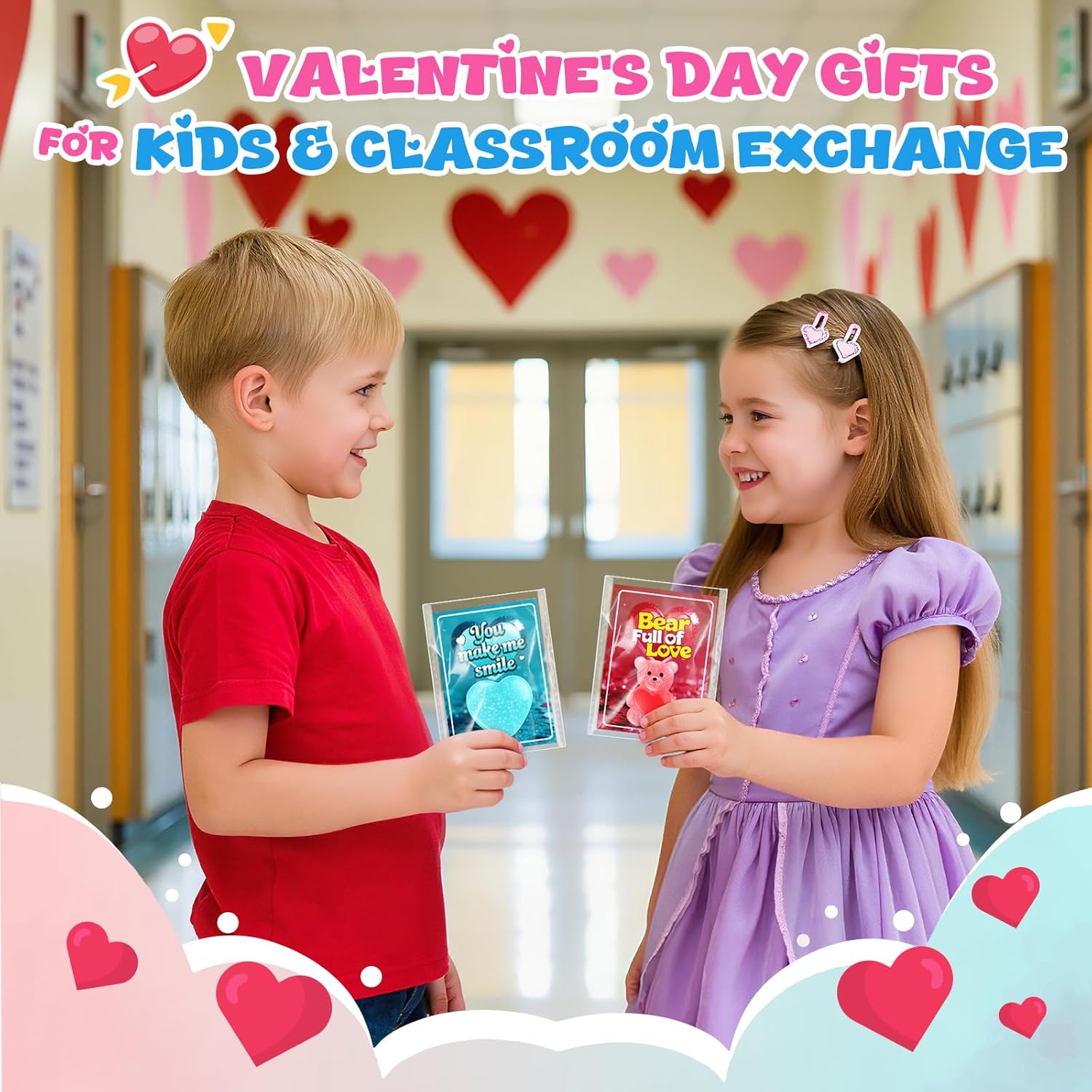 Squishy Valentines for Class, Class Valentines Day Gifts for Kids, Valentines Gifts for Kids Classroom, 24 Pack Squishy Valentine Fidget Toys, Valentines Cards for Kids Classroom - Image 2