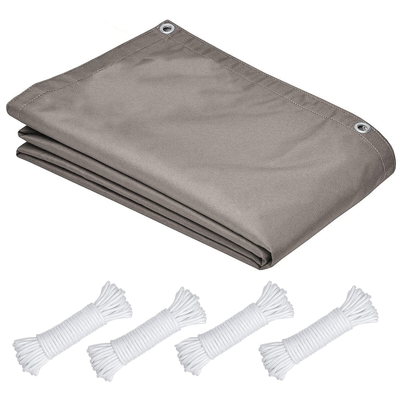 Sonnensegel 3.2 x 3.5 m, Wasserdicht 98% UV Schutz Sonnenschutz Balkon Terrasse inkl Befestigungsseile für Garten Terrasse, Taupe