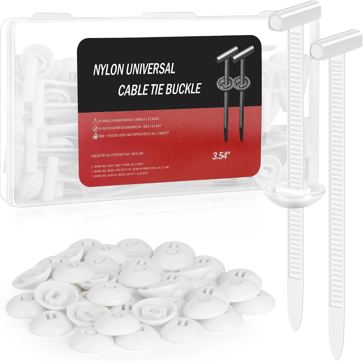 30 PCS Upgraded Nylon Universal Cable Tie Buckle with Clear Storage Box– Heavy-Duty Self-Locking Nylon Zip Ties Clips with UV Resistance for Car Fender Trunk Bumper Repair, Workshop (White)