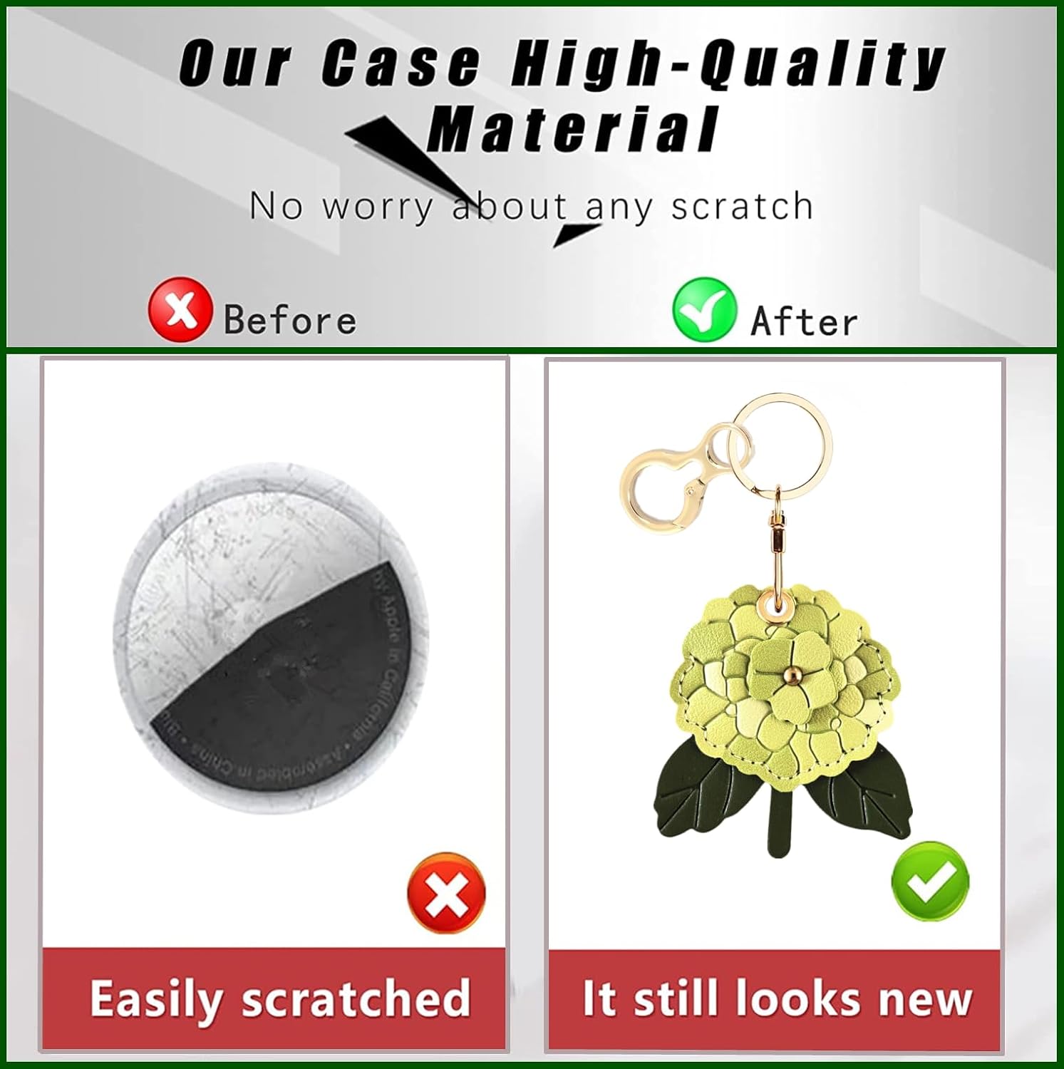 BORKUANA PU Leather Keychain holder Protective Case Compatible with AirTag image 3