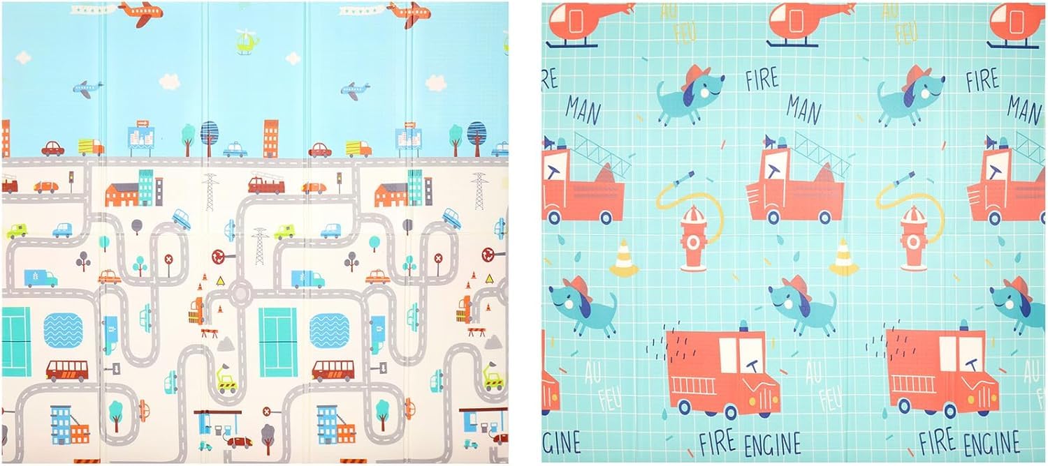 Toddler Floor Baby Play Mat 200x180 cm 2 Side Baby Play Mat Reversible Large Soft Gym Plat Mat Crawl Mat for Toddlers (Mat Design 1)