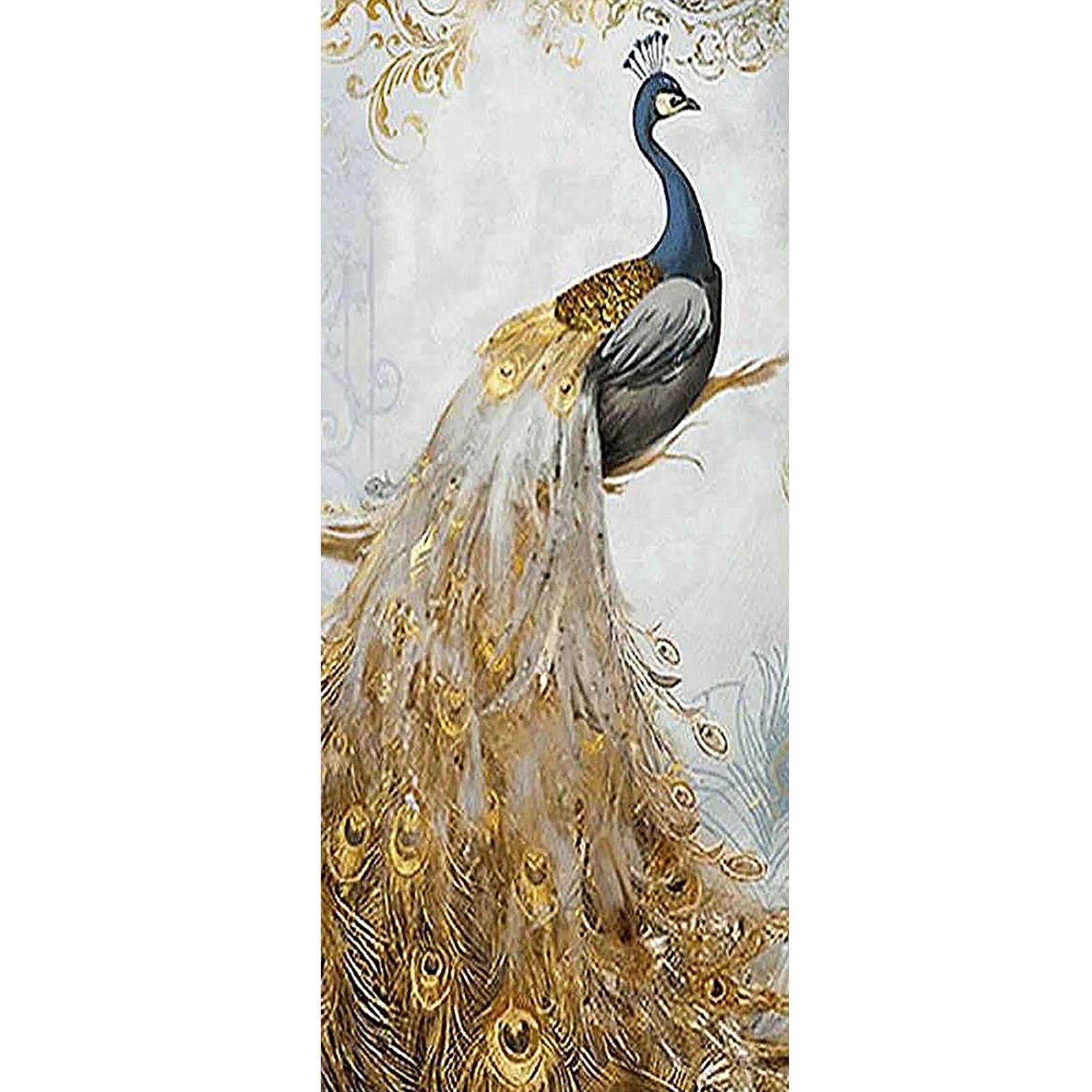 SHEGZHUC Cuadro de Diamantes Animales Pavo Real 50 x 110 cm Punto de Diamante Redondo Pavo Real Pintura de Diamante Pavo Real Pintura Diamante Grande Pavo Real Punto de Cruz Diamante Animales