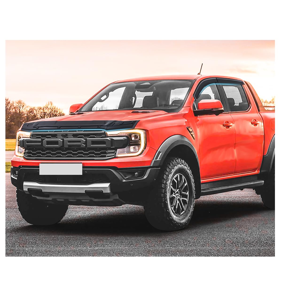Protectores de capó y Deflectores de Viento Accesorios para Ford Ranger 2023-2024-2025 T9 Raptor Wildtrak Platinum XL XLT Limited Tremor Wildtrak X