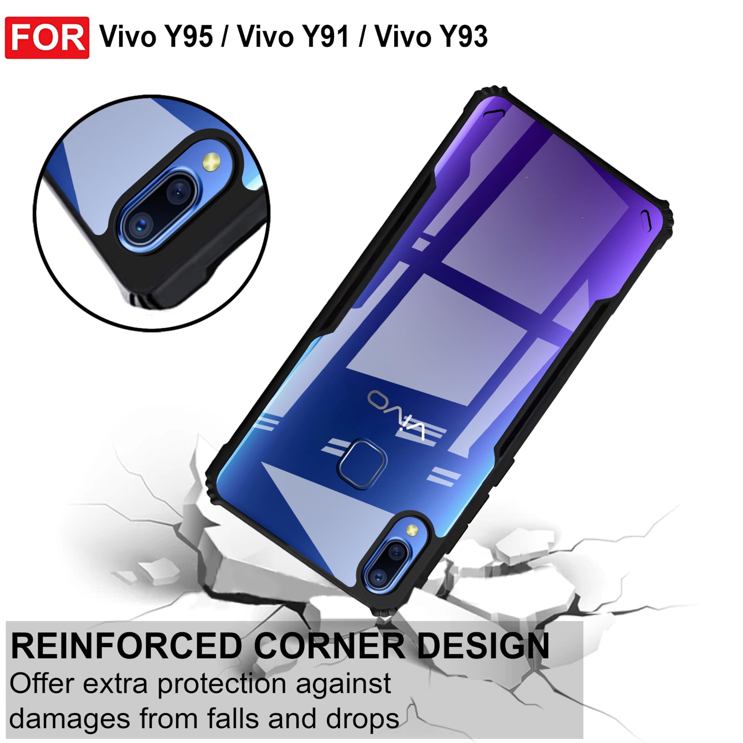 Vivo Y95 Case - Clear Matte TPU PC Cover -4